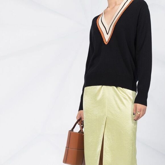 Sandro Colle Wool Cashmere Black Sweater V Neck  Size 2 - Picture 10 of 16